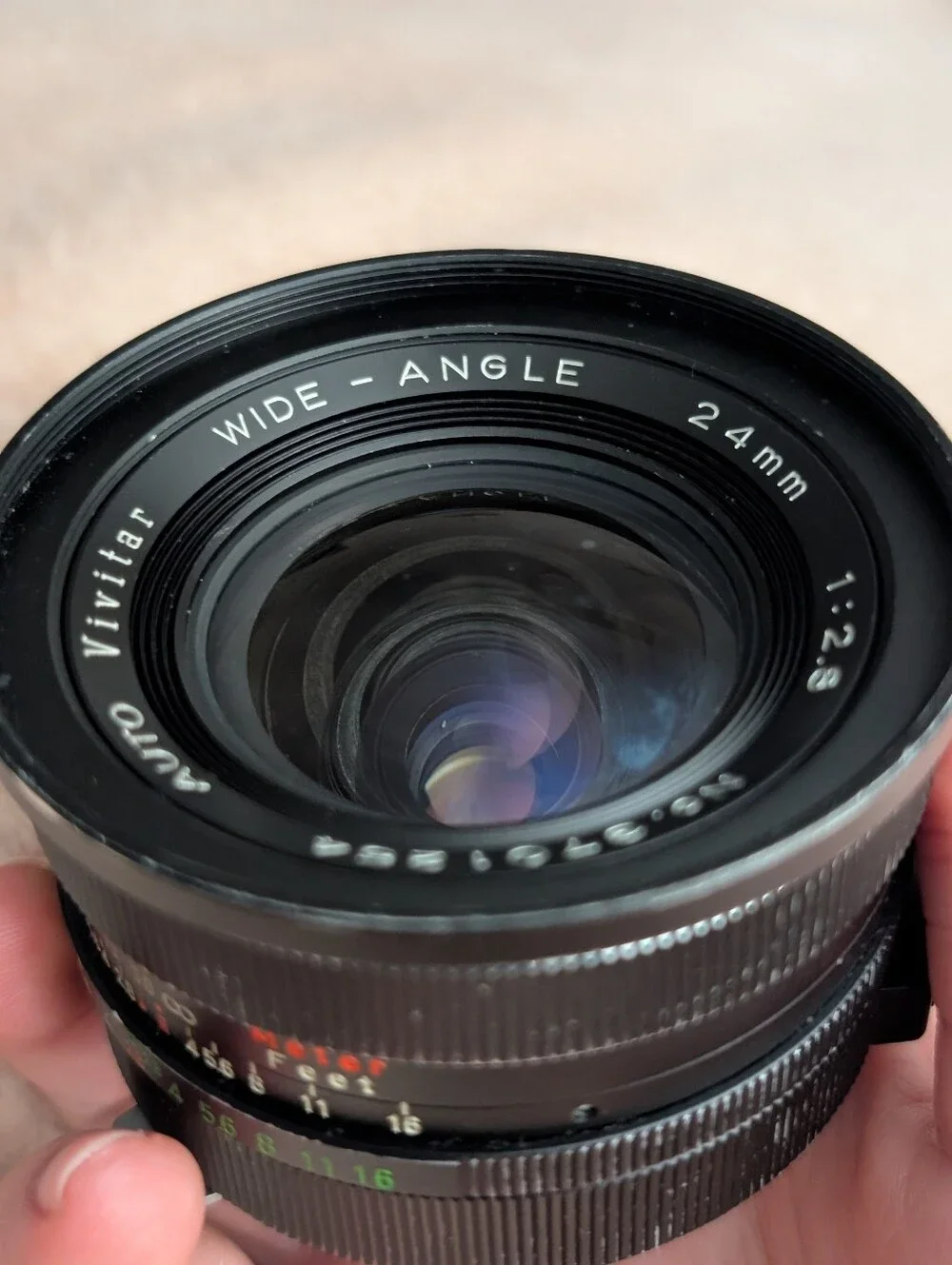 Vivitar 24mm f/2.8 manual focus wide-angle lens - scratch on lens (See Photos)
